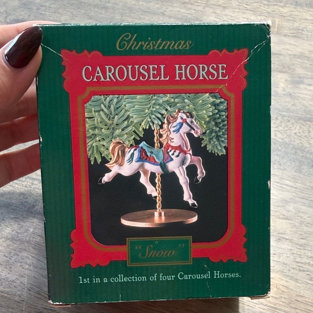 Hallmark Carousel Horse 1989 “Snow” – 1st in Series – Christmas Ornament